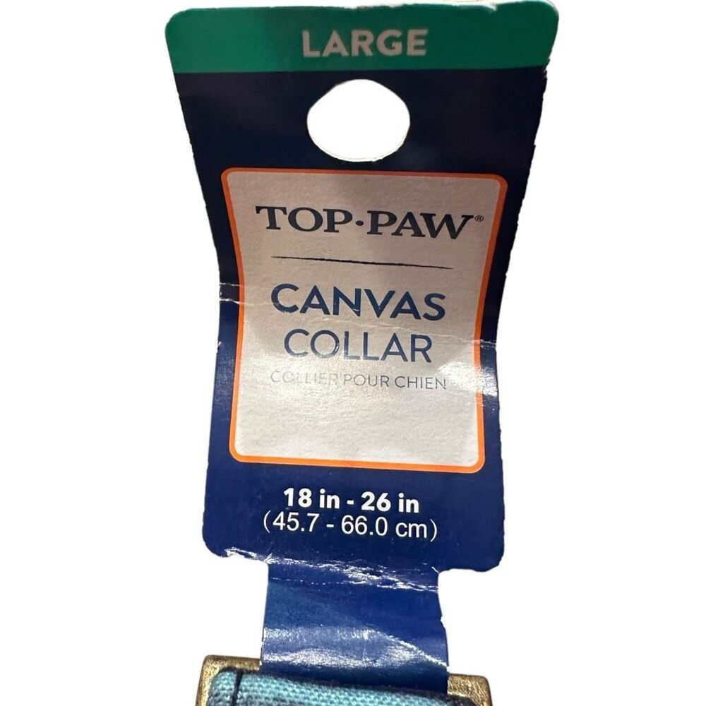 Top Paw‎ Canvas Adjustable Blue Striped Dog Collar Size Small D-Ring - Picture 4 of 4